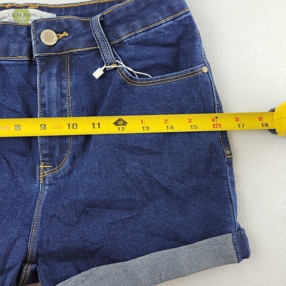 I&M Kylie High Rise Cuffed Shorts Stretch Denim Dark Wash Medium Womens NWT - Picture 11 of 12
